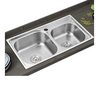 e Fregadero de cocina de doble tazón de acero inoxidable con fau Wortat, fácil de limpiar, revestimiento inferior anticonsat, ideal para cocinas modernas