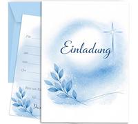 E&G Klasse 10 tarjetas de invitación con sobre, tarjetas de invitación de doble cara, estampadas, elegantes, cruzadas, simples, delicadas, para bautizo, comunión, confirmación, confirmación, color