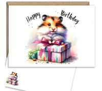 E&G Klasse Animal Aqaurell - Tarjeta de felicitación de cumpleaños con sobres, diseño de animales dulces con texto "Happy Birthday" (hámster)