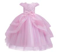 E-girl Vestido de niña de flores de princesa, vestido festivo para niños y niñas, sin mangas, tul, cuello redondo, vestido de línea A, vestido de fiesta, vestido de noche, 3-12 años, D369, Rosa., 5-6