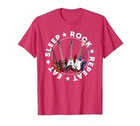 E Guitar Cool My Life Rocks Guitarists Camiseta, Hombre, Rojo Jaspeado, XXL