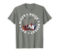 E Guitar Cool My Life Rocks Guitarists Camiseta, Hombre, Verde Militar Jaspeado, XXL