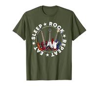 E Guitar Cool My Life Rocks Guitarists Camiseta, Hombre, Verde Oliva, S
