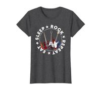 E Guitar Cool My Life Rocks Guitarists Camiseta, Mujer, Jaspeado Oscuro, XS