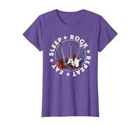 E Guitar Cool My Life Rocks Guitarists Camiseta, Mujer, Morado Jaspeado, S