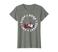E Guitar Cool My Life Rocks Guitarists Camiseta, Mujer, Verde Militar Jaspeado, 3XL