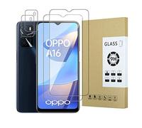 E-Hamii - Protector de pantalla compatible con Oppo A16/A16S/A54S [2 piezas] + cámara trasera protectora [2 piezas] vidrio templado 9H [resistente a los arañazos, sin burbujas] [transparente]