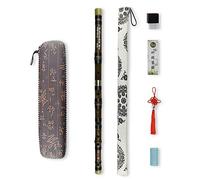 E Key Dizi Black bambú Flute con membrana libre y pegamento y protector Set Instrumento tradicional chino (E key/Black bambú)