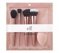 e.l.f. Cosmetics Complexion Essentials - Juego de cepillo y esponja, corrector, polvo, rubor e iluminador y esponja facial total para una tez perfecta