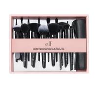 e.l.f. Juego de brochas de maquillaje y rollo de viaje, 17 piezas, brochas para sombra de ojos, base, polvo, corrector y más, vegano y libre de crueldad animal