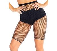 E-Laurels Pantalones cortos de malla para mujer, color negro, para cubrir la parte inferior del bikini, pantalones cortos para mujer, pantalones cortos de motociclista, Negro-L, Talla única