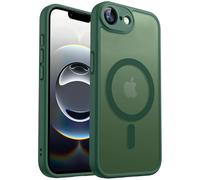 E-Lush Funda Magnética para iPhone 16e Compatible con MagSafe, Carcasa iPhone 16e Translúcida Mate Trasera Protección Grado Militar TPU+PC Carga Inalámbrica Case Cover, Verde