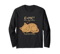 E = MC² Cat Meows Cuddles Fórmula Kitty Física Juego de Palabras Nerd Manga Larga