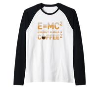 E=MC2 Física Diciendo Nerd Pun Energía a Través del Café Camiseta Manga Raglan