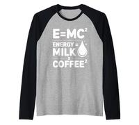 E=MC2 Física Diciendo Nerd Pun Energía a Través del Café Camiseta Manga Raglan