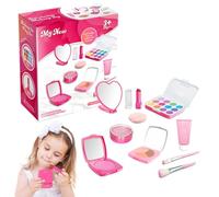 é Miroir Coiffure Palette Ongles - Ensembles De Maquillage Pour Filles Kit Jouets Les Jouent Ensemble Cosmétiques Faux Petites Jeu De R, Mallette Beauté Princesse Lavable Rouge À Lèvres