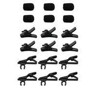 E-outstanding - Juego de 6 clips de solapa para micrófono, clips de corbata de metal, 22 x 15 x 6 mm, cubiertas de espuma para parabrisas y micrófono Lav, clips de alambre de plástico, color negro