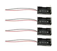 E-outstanding Paquete de 4 fundas de plástico para batería, 2 soportes de batería AA de 1,5 V con cables de alambre, clip de resorte e interruptor de cierre, color negro