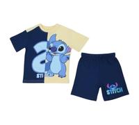 E plus M Disney Lilo & Stitch - Conjunto coordinado de camiseta y pantalón de manga corta para niño, 100% algodón, tallas 98 - 128, azul, 110