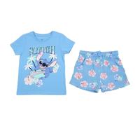 E plus M Disney Lilo & Stitch - Conjunto de verano para niña, camiseta y pantalón corto de manga corta, 100% algodón, color rosa y morado, talla 98 - 128, azul, 128
