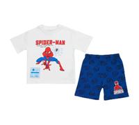 E plus M Marvel Spiderman - Conjunto coordinado de camiseta y pantalón de manga corta para niño, color azul y rojo, 100% algodón, tallas 98-128, azul, 110