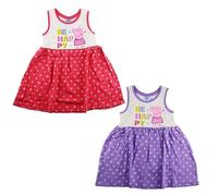 E plus M Peppa Pig - Vestido de verano para niña, de algodón, sin mangas, con estampado Be Happy, color rosa o morado, para uso diario y tiempo libre, tallas 92-128, morado, 116