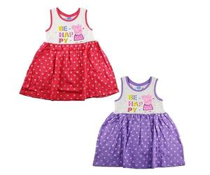 E plus M Peppa Pig - Vestido de verano para niña, de algodón, sin mangas, con estampado Be Happy, color rosa o morado, para uso diario y tiempo libre, tallas 92-128, Rosa., 98