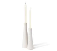 E-ROOM TREND Candelabros de cerámica Blanca cónica, Juego de 2 candelabros Decorativos Mate Elegantes para decoración del hogar, Comedor, Boda, Fiesta, aromaterapia votiva (CH7080W)