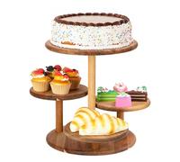 E-ROOM TREND Soporte para tartas/cupcakes de madera, 4 niveles | Bandeja para servir en forma de torre con soporte para postres con múltiples niveles | para fiestas de cumpleaños, bodas(MDP04A)