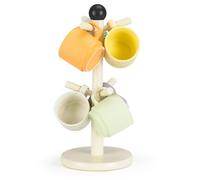 E-ROOM TREND Soporte para tazas de café, soporte de madera para tazas con 6 ganchos, soporte para encimera, organizador de tazas de café, accesorios y decoración, estación organizadora de café, color