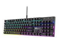 E T Mechanische Gaming-Tastatur, RGB-Hintergrundbeleuchtung, Computer-Tastatur, 16.8 Millionen Farben, 104 Tasten, Bluauer Schalter, kabelgebundene Gaming-Tastaturen, Volle Größe, Gamer, Laptop