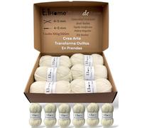 E.THOME 6 ovillos lana x100g para elitistas, lanas para crochet, lana dos agujas, lanas para tejer calceta, mantas, jersey, gorros, amigurimis. Hebra regular sin nudos. (Beige)