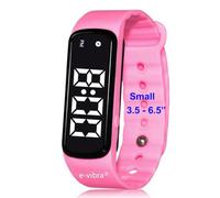 e-vibra Reloj de entrenamiento para ir al baño de alta calidad, reloj recordatorio de alarma vibratoria silenciosa para niños y niñas, con temporizador y 12 alarmas diarias, rosa, Correa.