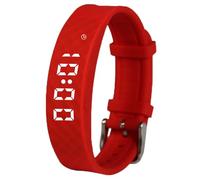 e-vibra Reloj de entrenamiento para ir al baño - Pulsera de alarma vibratoria silenciosa recargable - Reloj recordatorio médico - con temporizador y 15 alarmas diarias (rojo, grande), Rojo -, L