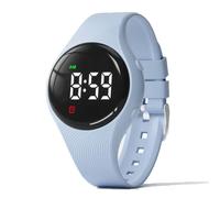 e-vibra Reloj de entrenamiento para ir al baño - Pulsera de alarma vibratoria silenciosa resistente al agua - Reloj recordatorio médico recargable - con alarma y pantalla de bloqueo (azul claro)