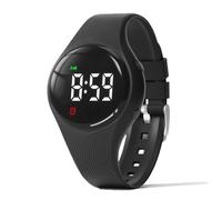 e-vibra Reloj de entrenamiento para ir al baño - Reloj vibratorio silencioso resistente al agua - Reloj recordatorio médico recargable - con alarma y pantalla de bloqueo, Negro -