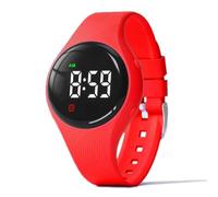 e-vibra Reloj de entrenamiento para ir al baño - Reloj vibratorio silencioso resistente al agua - Reloj recordatorio médico recargable - con alarma y pantalla de bloqueo, Rojo, Minimalista