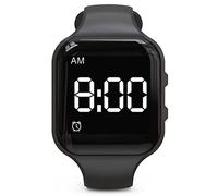 e-vibra Reloj Despertador con Vibración Impermeable Silencioso - 15 Despertadores Diarios (Negro Cuadrado)