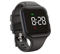 e-vibra Reloj despertador vibratorio impermeable recargable con 15 alarmas, reloj de entrenamiento para ir al baño con pantalla de bloqueo (negro)