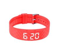 e-vibra Reloj despertador vibratorio, pulsera de entrenamiento para ir al baño, reloj recordatorio de píldoras recargable con 15 alarmas diarias, Rojo, Large, Casual