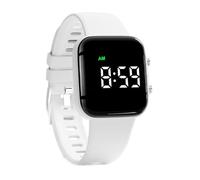 e-vibra Reloj despertador vibratorio, pulsera de entrenamiento para ir al baño, reloj recordatorio de píldoras recargable con temporizador y 15 alarmas diarias, Blanco