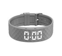 e-vibra Reloj despertador vibratorio, pulsera de entrenamiento para ir al baño, reloj recordatorio de píldoras recargable con 15 alarmas diarias, Gris, Large, Minimalista