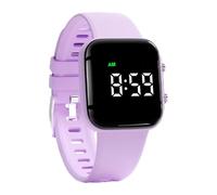 e-vibra Reloj despertador vibratorio, pulsera de entrenamiento para ir al baño, reloj recordatorio de píldoras recargable con temporizador y 15 alarmas diarias, Púrpura