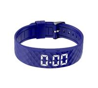 e-vibra Reloj despertador vibratorio, pulsera de entrenamiento para ir al baño, reloj recordatorio de píldoras recargable con 15 alarmas diarias, Azul real, Large, Minimalista
