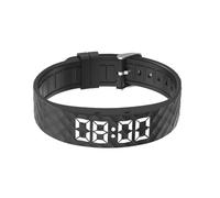 e-vibra Reloj despertador vibratorio, pulsera de entrenamiento para ir al baño, reloj recordatorio de píldoras recargable con 15 alarmas diarias, Negro, Large, Minimalista