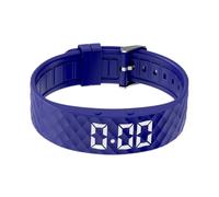 e-vibra Reloj despertador vibratorio, pulsera de entrenamiento para ir al baño, reloj recordatorio de píldoras recargable con 15 alarmas diarias, Azul real, Large, Minimalista