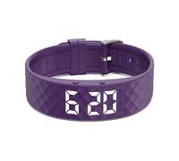 e-vibra Reloj despertador vibratorio, pulsera de entrenamiento para ir al baño, reloj recordatorio de píldoras recargable con 15 alarmas diarias, Púrpura, pequeño