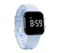 e-vibra Reloj despertador vibratorio, pulsera de entrenamiento para ir al baño, reloj recordatorio de píldoras recargable con temporizador y 15 alarmas diarias, Azul claro