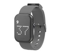e-vibra Reloj despertador vibratorio recargable, pulsera silenciosa con recordatorio de píldoras, con 8 recordatorios de mensajes personalizados (gris-grande), Gris, L