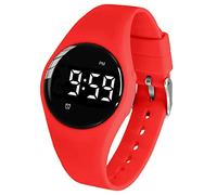 e-vibra Reloj despertador vibratorio, resistente al agua, reloj de entrenamiento para ir al baño, reloj recordatorio médico recargable con temporizador y 15 alarmas diarias (rojo)
